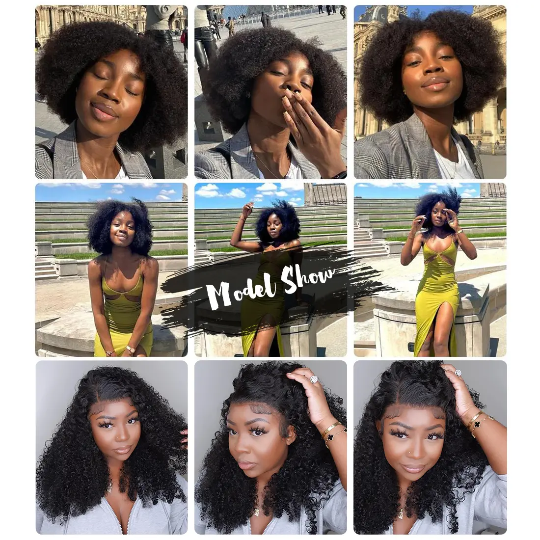 150 Density Afro Kinky Curly Transparent 13x6x1 T Lace Front Wig Brazilian Human Hair Pre Plucked Lace Wig For Black Women