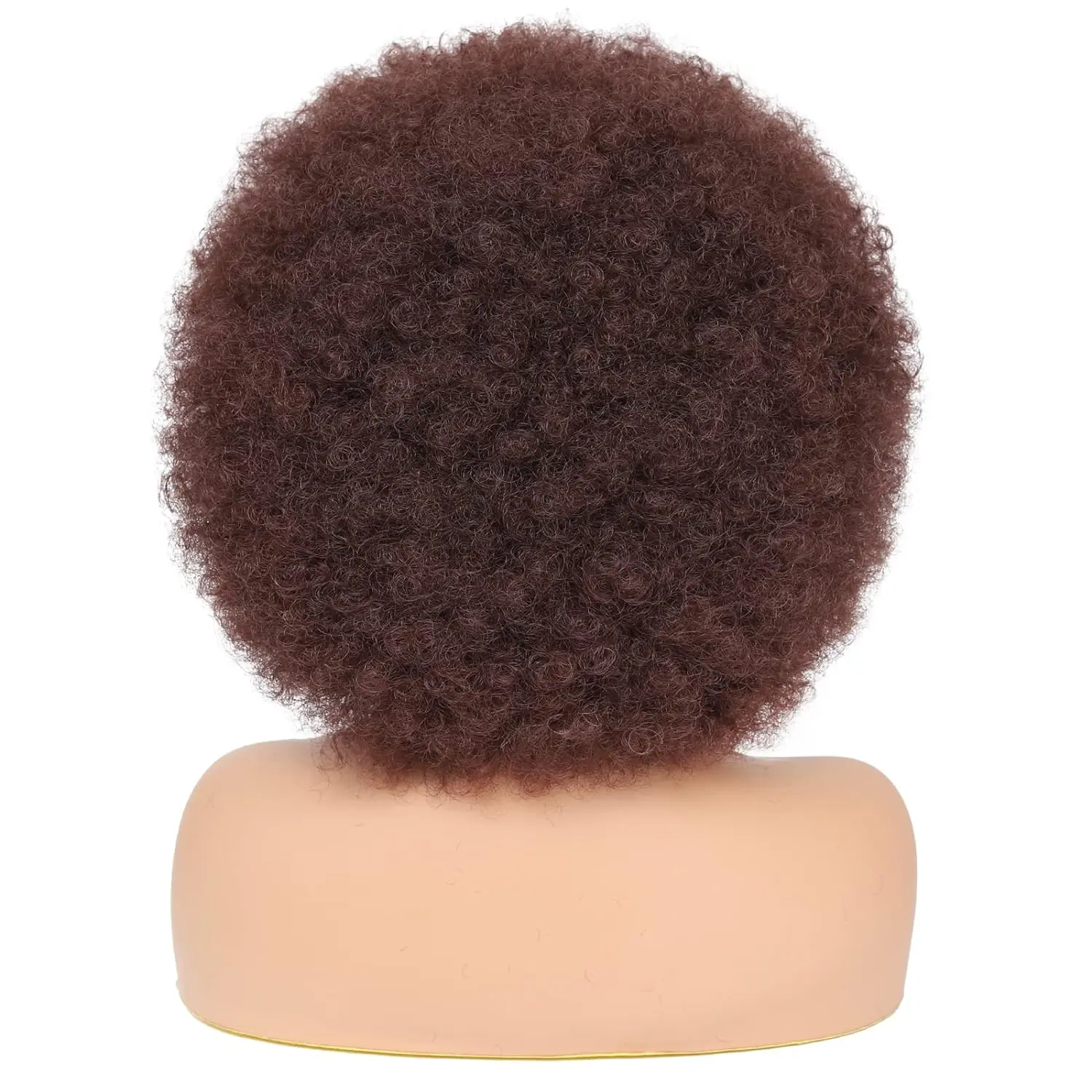 Synthetic Hair Afro Kinky Curly Blonde Wig For Women Mix Brown 70s Machine Made Huge With Bangs Short Bouncy For Daily Party Use
