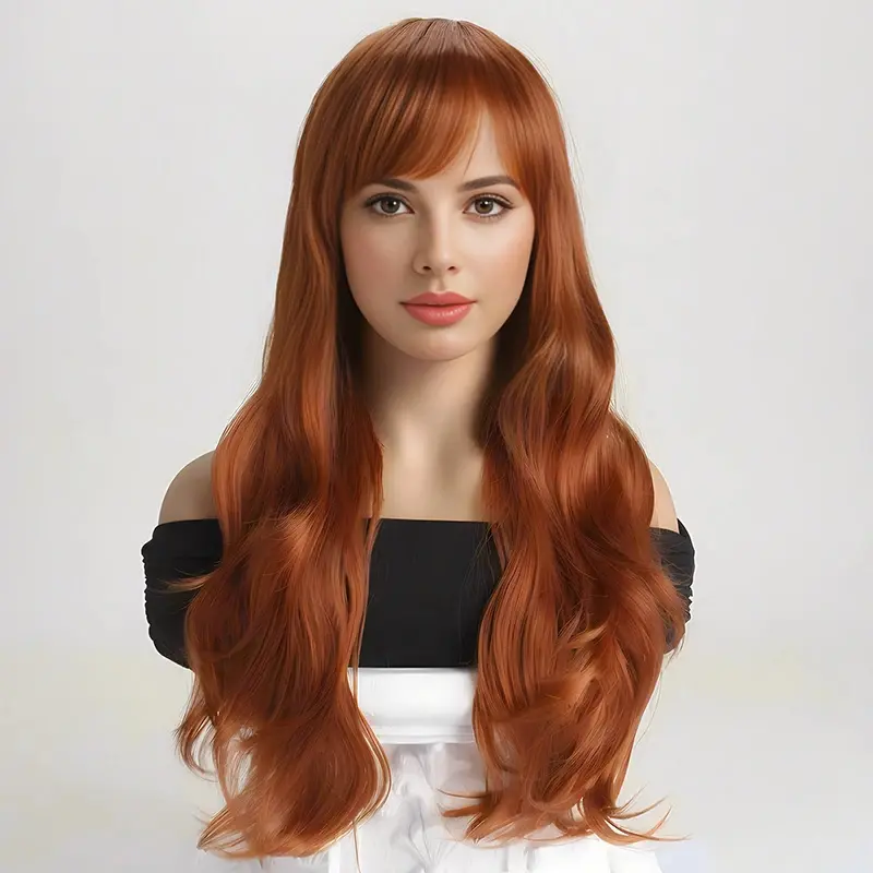 Purple 26-inch synthetic wig with big waves for Halloween cosplay, daily costume, holiday wig, high-temperature hair accessory