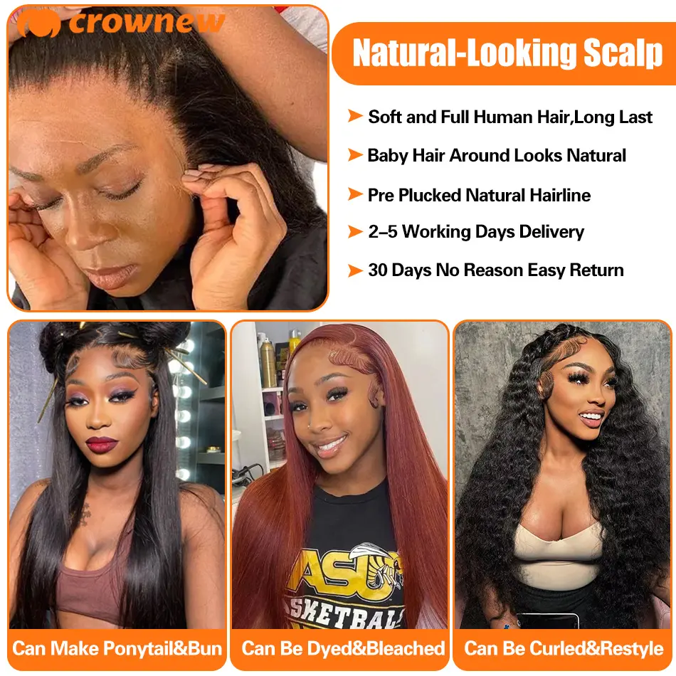 Straight Lace Front Wigs Human Hair 13x4 13x6 HD Lace Frontal Wigs Human Hair 200% Real 34" Straight Human Hair Wigs Pre plucked