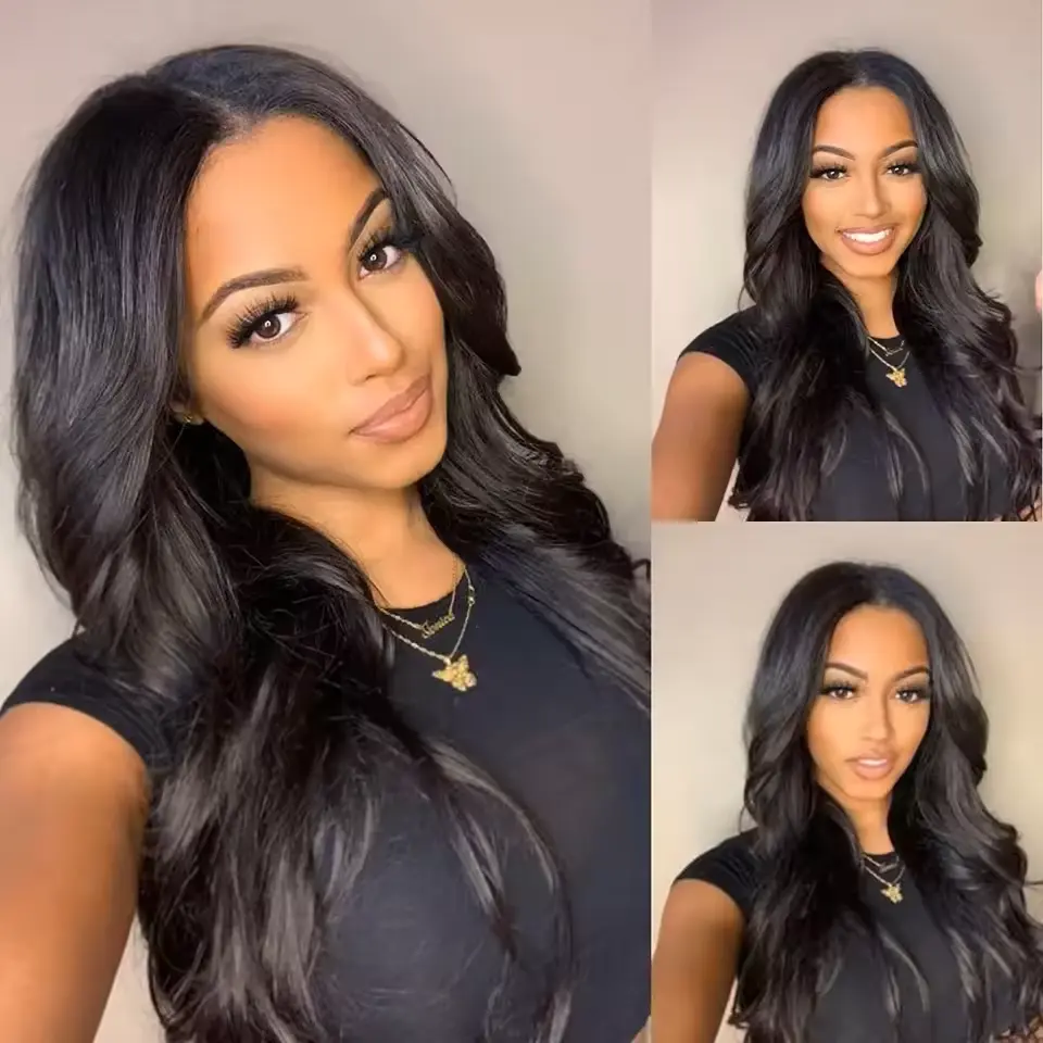 V-Part Wig Body Wave Human Hair Wig Upgrade V-Part Wig for Beginners No Leave Out V-Part Wig Human Hair Bangs Wigs