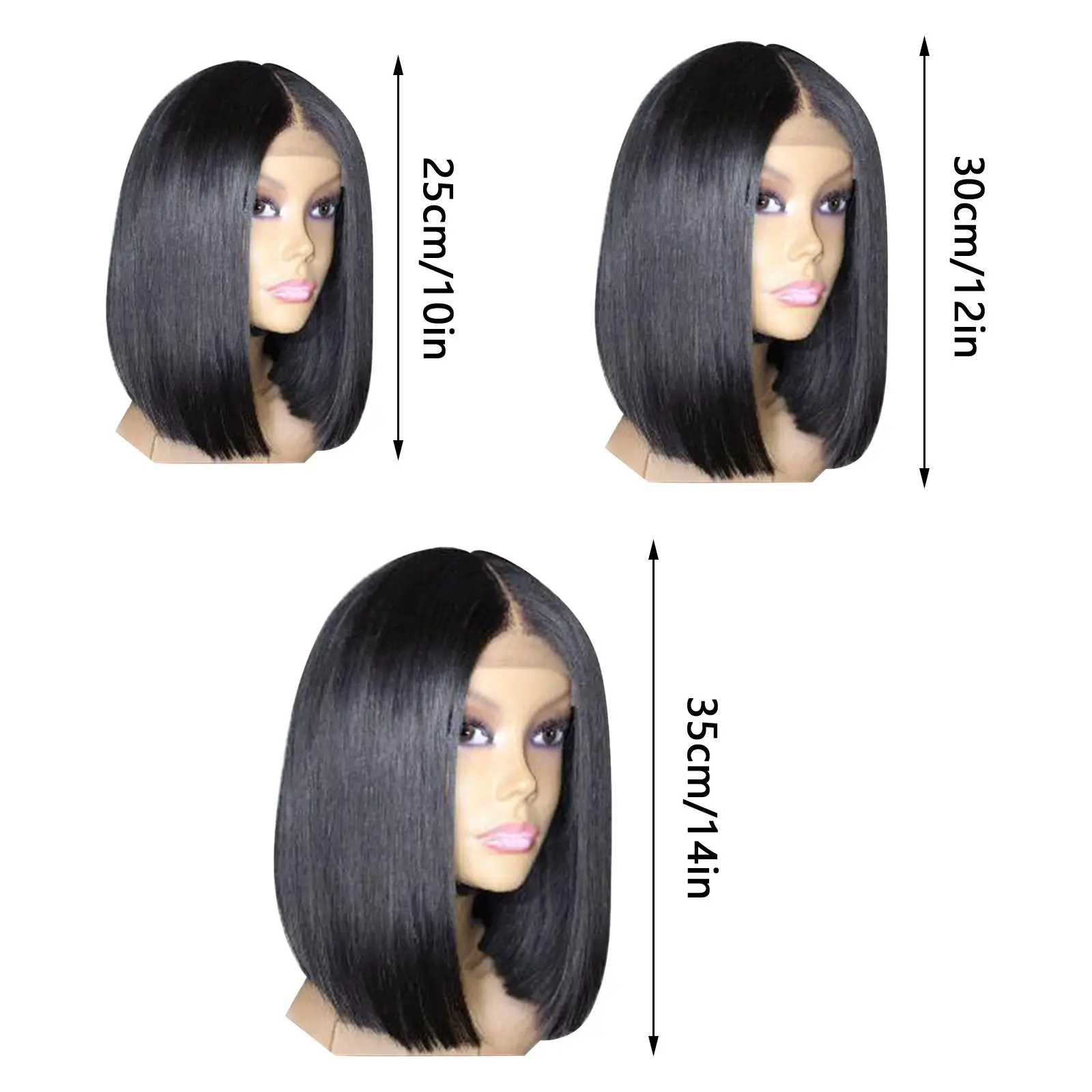 Short Black Synthetic Wigs For Women Middle Part Straight Hair Bob Wigs Afro Female Natural Daily Cosplay Wigs