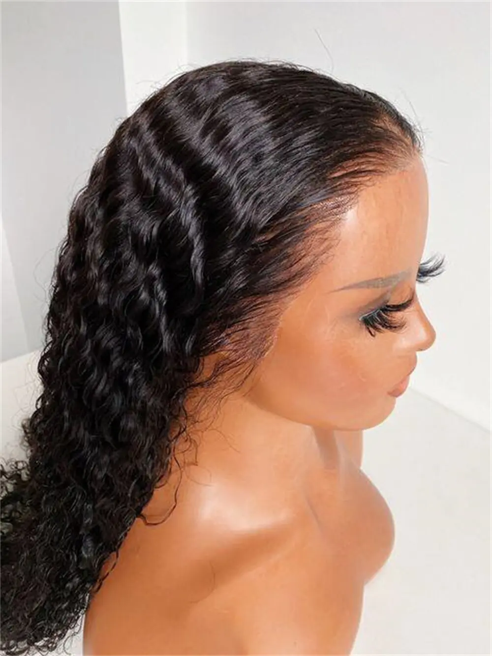 Long Soft Black Preplucked 24inch Kinky Curly Wig Hair 180 Density For Women Natural Hairline Wig With Afro Baby Hair