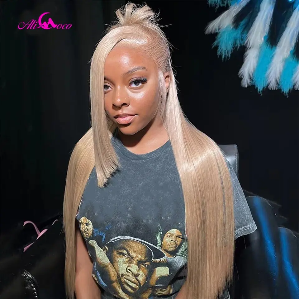 Upgrade 12A Ash Blonde Straight 13x4 Lace Front Wigs Human Hair For Women Ash Blonde 180 Density 5x5 Lace Closure Wigs