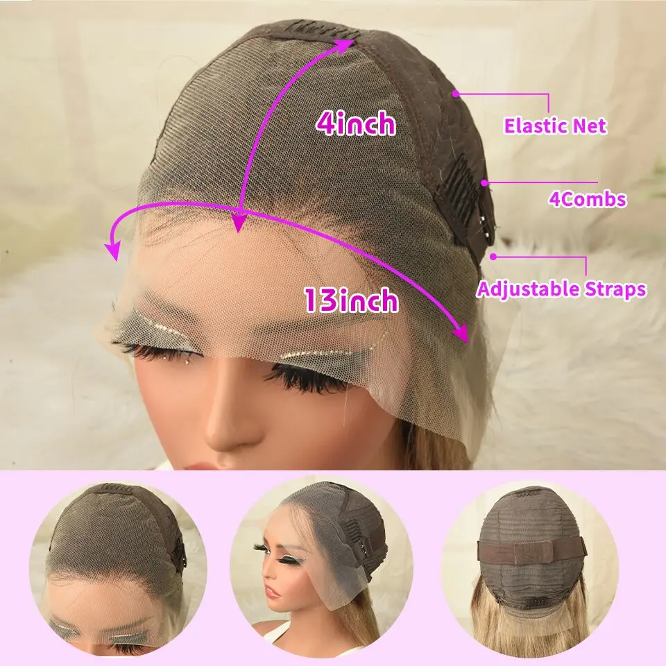 Upgrade 12A Ash Blonde Straight 13x4 Lace Front Wigs Human Hair For Women Ash Blonde 180 Density 5x5 Lace Closure Wigs
