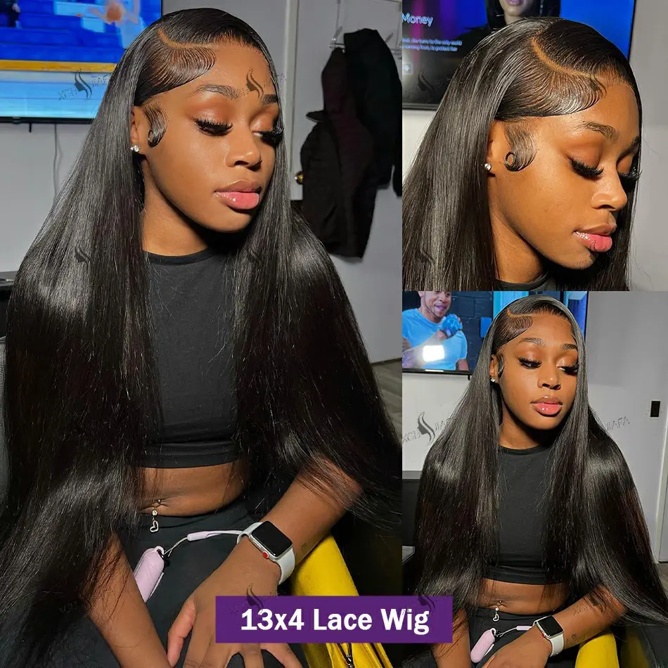 30 Inch Straight Frontal Lace Front Wig Human Hair Hd Lace Wig 13x6 Human Hair 200 Density Straight Human Hair Natural Black