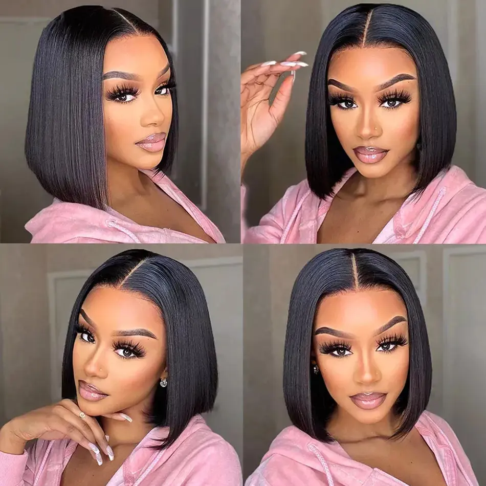Bob 100% Human Hair Bone Straight Short Lace Front Wig 13x6 HD Black Lace Frontal Wigs 13x4 Natural Brazilian Pre Plucked Remy