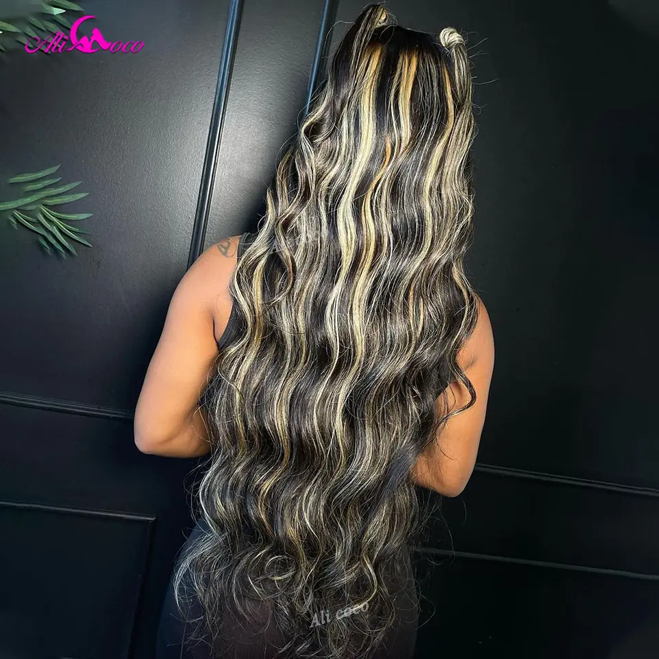 Upgrade 12A Blonde Highlight Wig Human Hair 13X4 13x6 Body Wave Lace Frontal Human Hair Wigs Pre plucked 5x5 Lace Closure Wigs