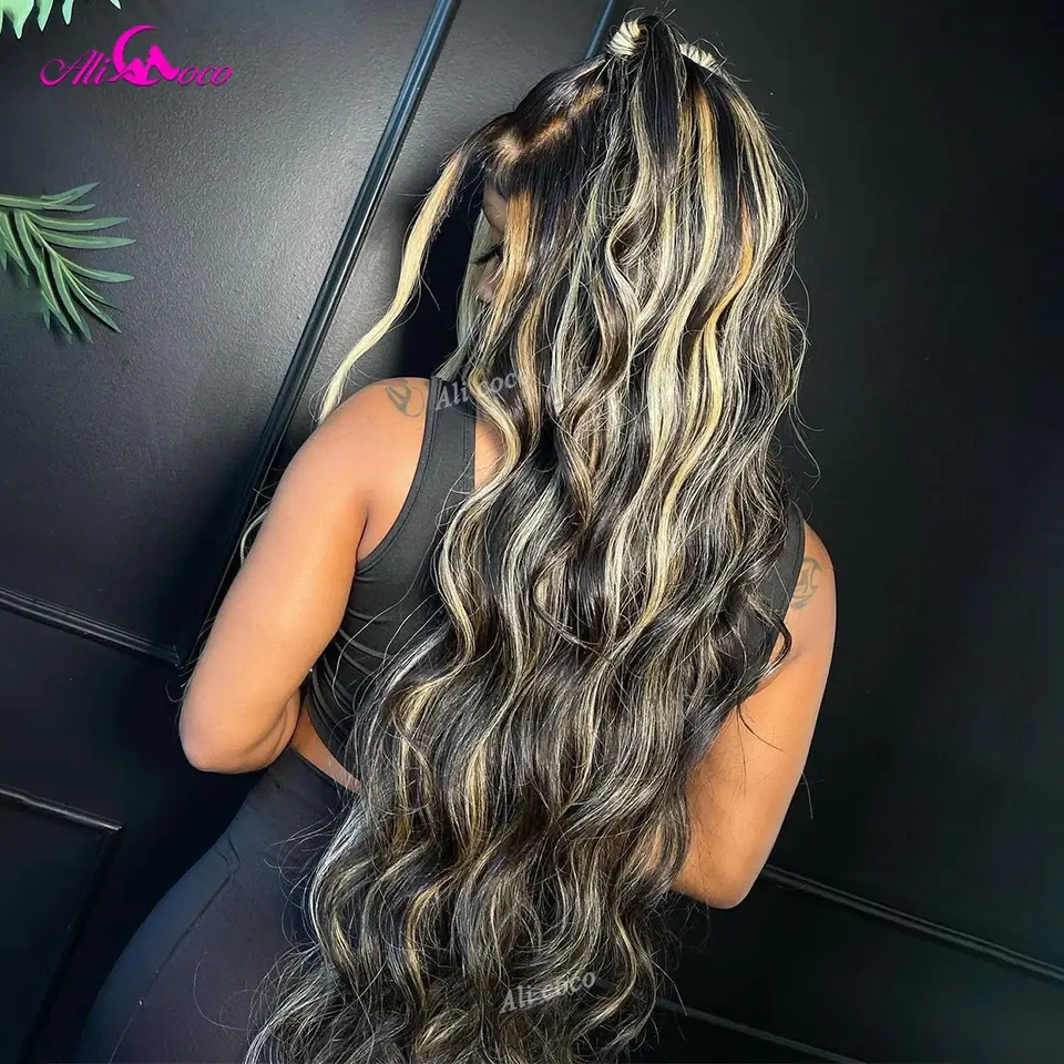Upgrade 12A Blonde Highlight Wig Human Hair 13X4 13x6 Body Wave Lace Frontal Human Hair Wigs Pre plucked 5x5 Lace Closure Wigs