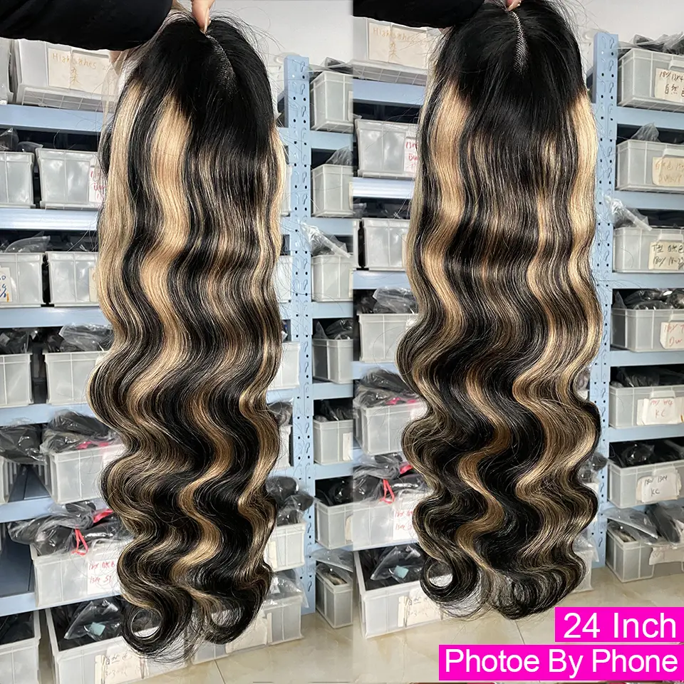 Upgrade 12A Blonde Highlight Wig Human Hair 13X4 13x6 Body Wave Lace Frontal Human Hair Wigs Pre plucked 5x5 Lace Closure Wigs