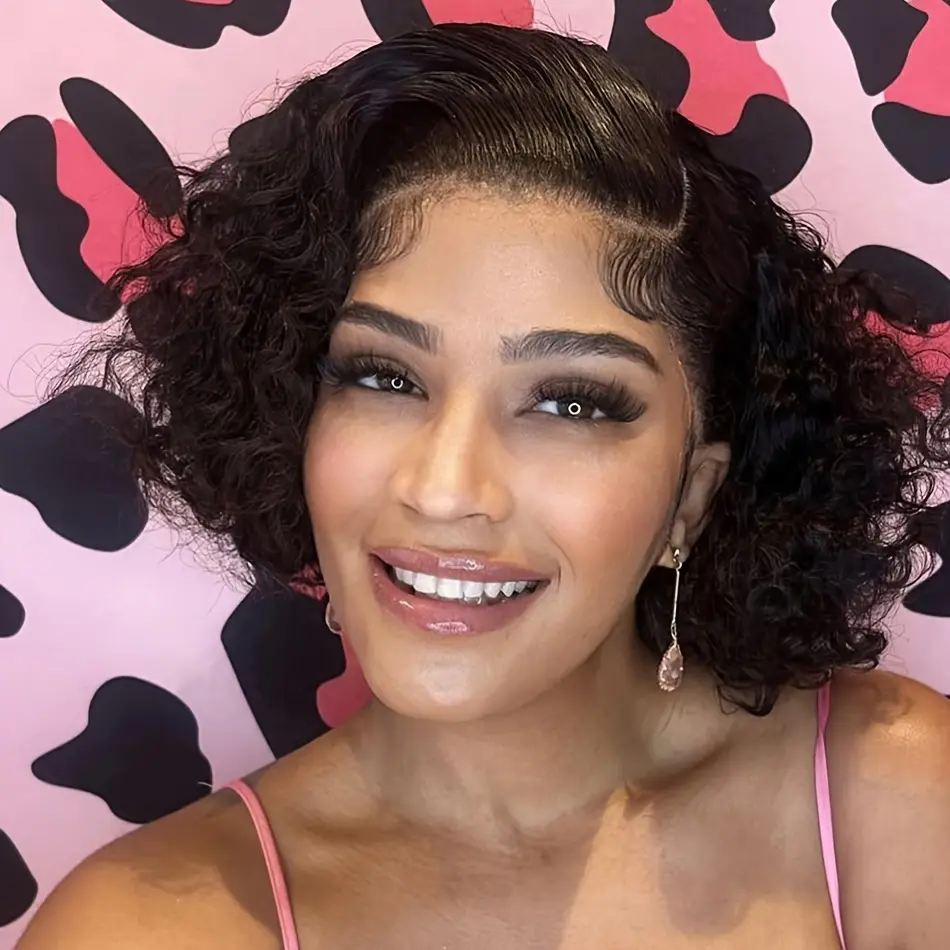 13x4x1 Pixie Cut Human Hair Wigs for Women - Brazilian Virgin Hair Curly Wave 180% Density Pre-Plucked Natural Hairline