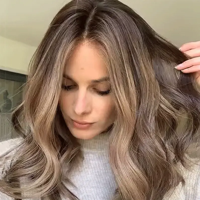 Ash Brown Honey Blonde Highlights glueless wig Natural Women Lace Wigs Synthetic Futura Fibre Loose Deep Wave Brunette Brown Wig