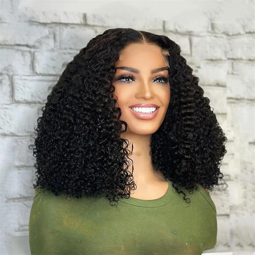 Natural Black Soft 26Inch Long Kinky Curly Lace Front Wig For Women With Baby Hair Synthetic Preplucked Glueless Daily