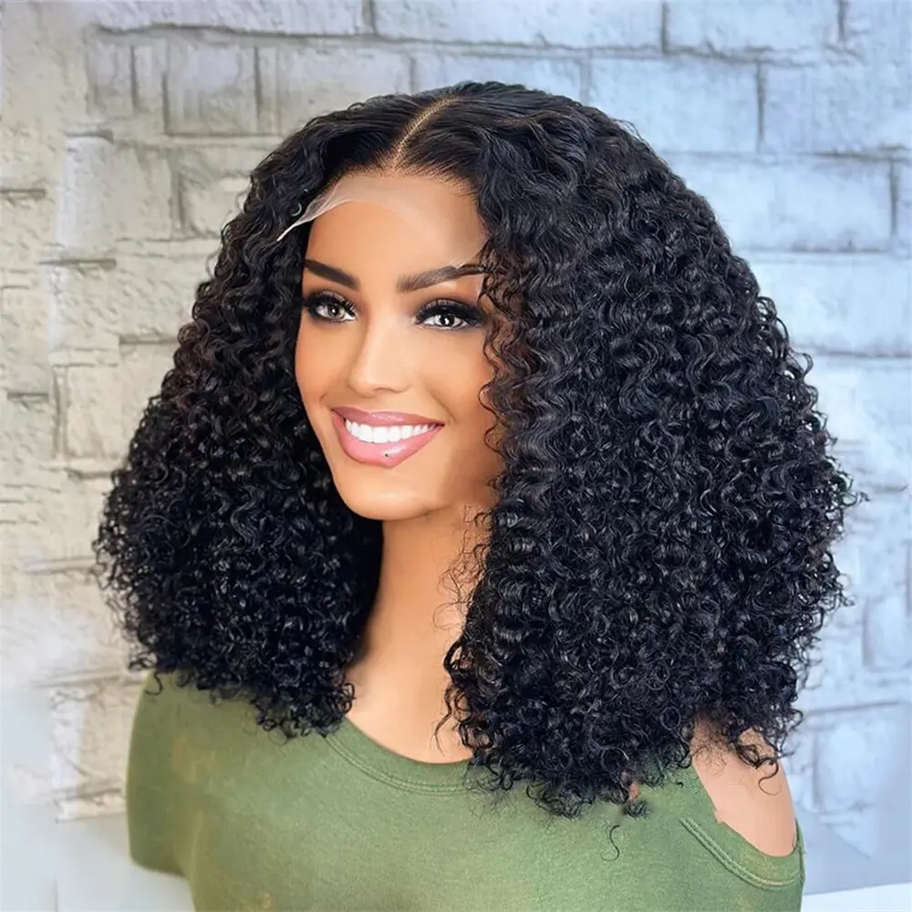 Natural Black Soft 26Inch Long Kinky Curly Lace Front Wig For Women With Baby Hair Synthetic Preplucked Glueless Daily