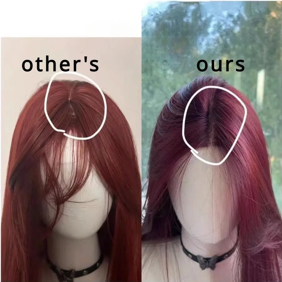 Red Wig Long Straight Lace Front Wig for Woman Nature Synthetic Lace Wigs for Cosplay Daily Use Heat Resistant Headband Wigs