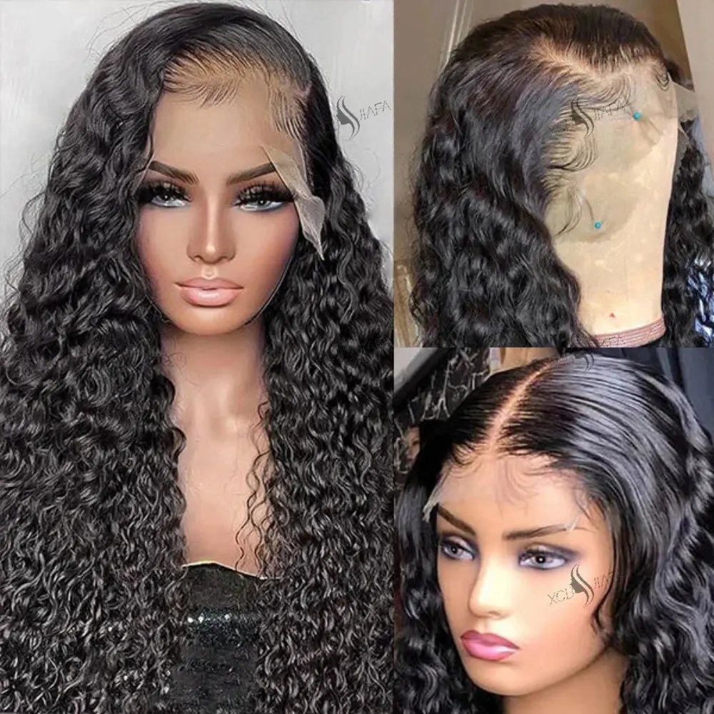 13x6 deep Wave Curly Lace Frontal Human Hair Wig 30 34 Inch Pre Plucked Deep Wave Lace Front Wigs 100 Brazilian human hair