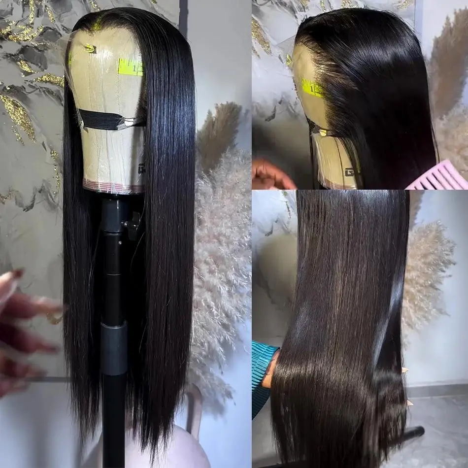 Bone Straight 100% Brazilian Human Hair Wigs 32 34Inches Transparent Lace Wigs 13x4 Lace Front Pre Plucked Wig With Baby Hair