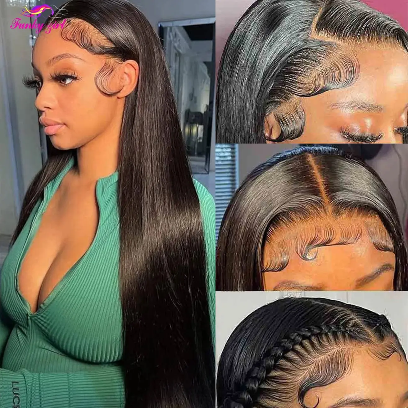 Bone Straight 100% Brazilian Human Hair Wigs 32 34Inches Transparent Lace Wigs 13x4 Lace Front Pre Plucked Wig With Baby Hair