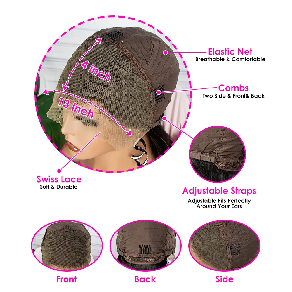 300% Density Roman Roll Human Hair Wigs HD 13x4 Lace Front Water Wave Wig 12A Double Drawn Highlight Ombre Bouncy Curly Hair Wig