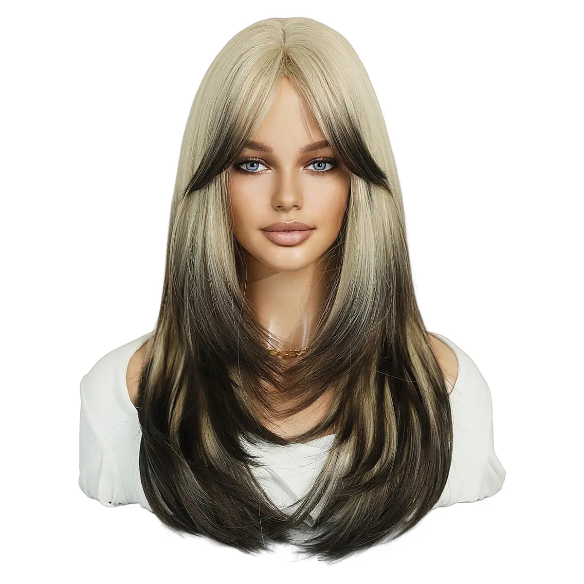 NAMM Black Ombre Blond Wig Long Curly Hai Wigs for Women Daily Cosplay Synthetic Fluffy Lavender Synthetic Wig Heat Resistant