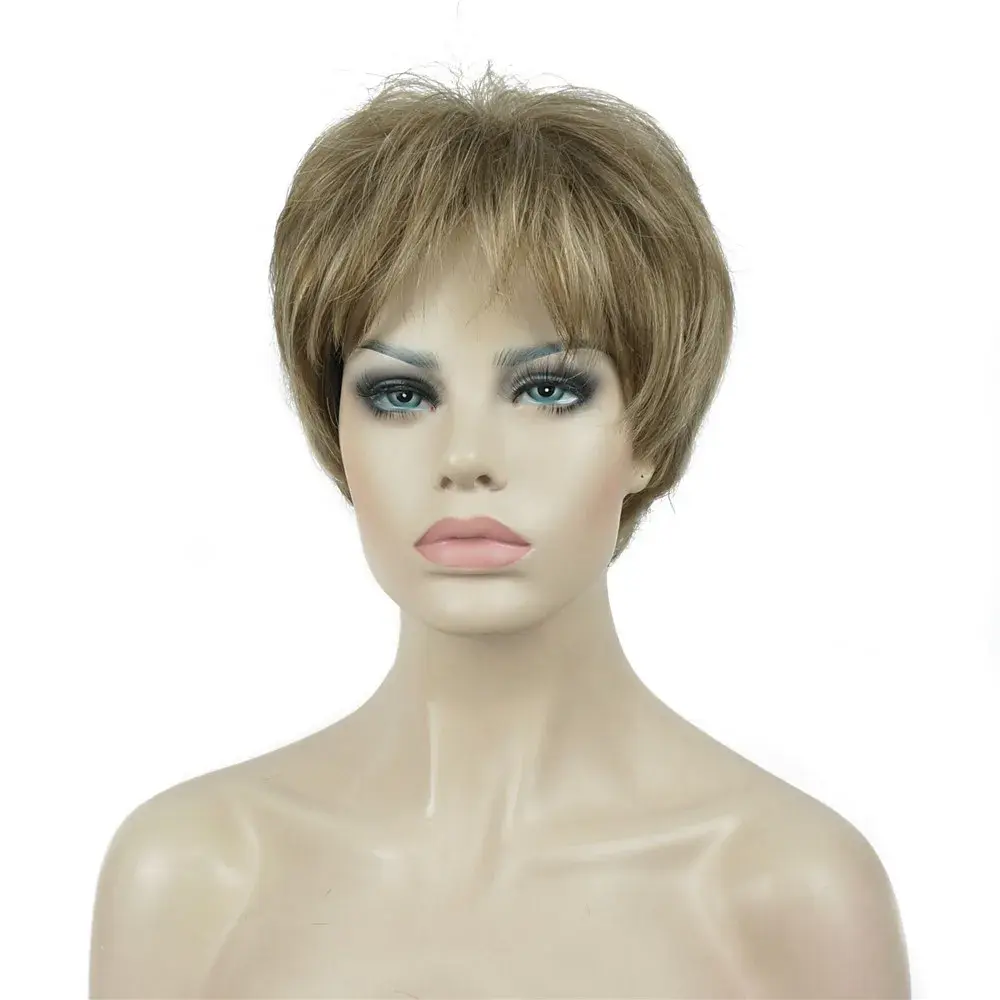 StrongBeauty Women's Wig Short Straight Natural Hai Synthetic Capless Wig Blonde/black 11Color