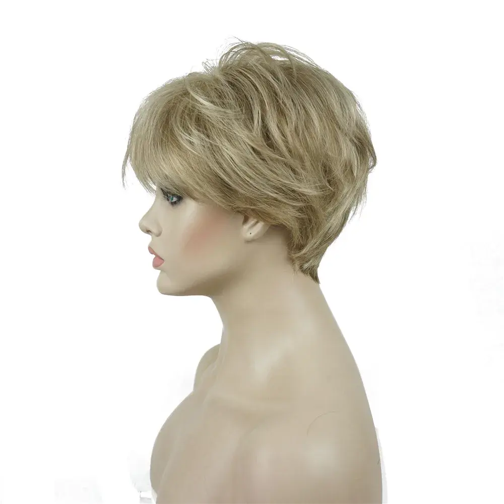StrongBeauty Women's Wig Short Straight Natural Hai Synthetic Capless Wig Blonde/black 11Color