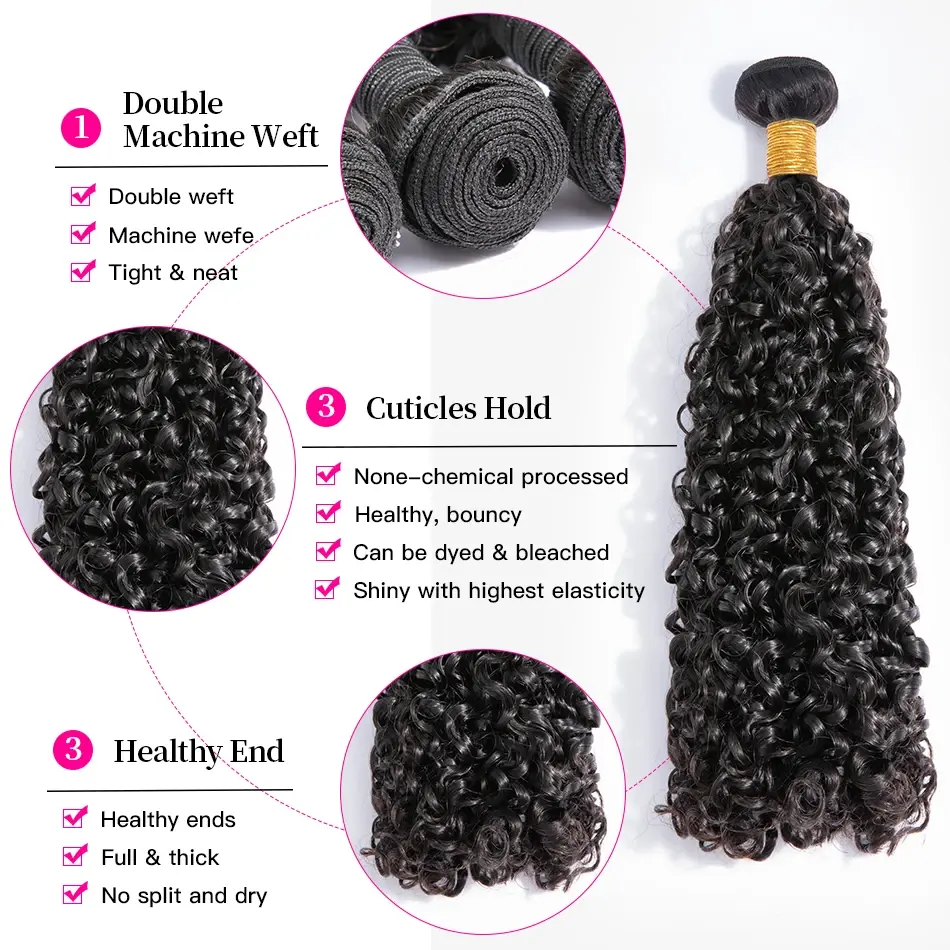 100% Natural Hair Bundle Cuticle Aligned Hair Raw Indian Human Hair Kinky Curly Bundles Deal 12A Grade Double Drawn 3/4 Bundles