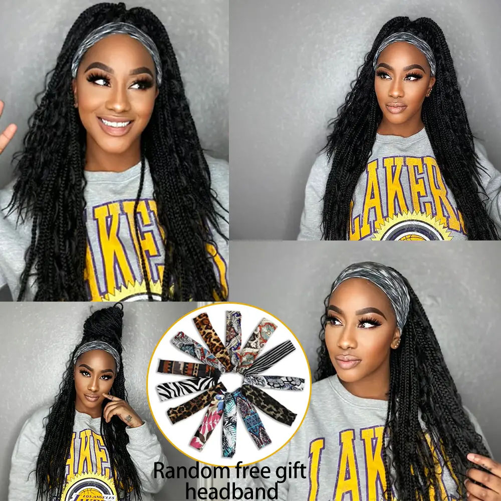 X-TRESS Goddess Box Braid Wigs Long Synthetic Headband Wig For Black Women Bohemian Braiding Hair Daily Use Fully Soft Hair Wig