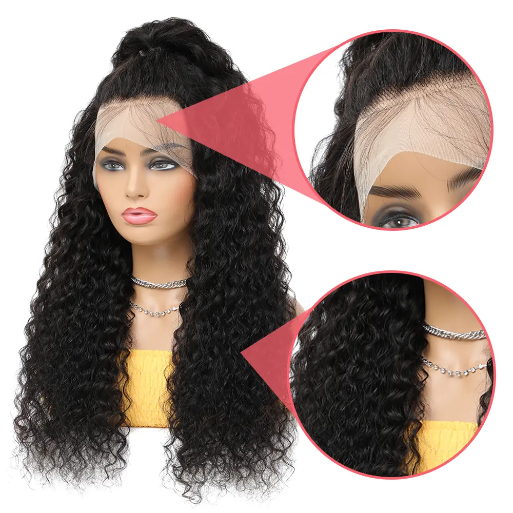 30 Inch Deep Wave Lace Front Wigs Human Hair 200 Density 13x4 HD Lace Frontal Wigs Human Hair Water Wave Curly Glueless Wigs