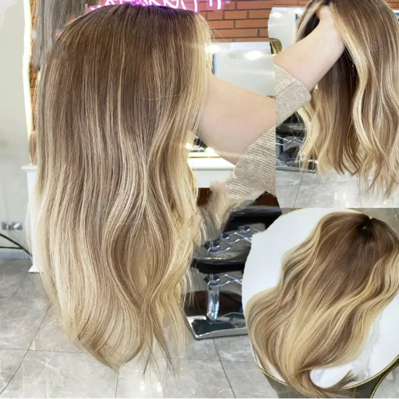 Wave Soft Highlight Brown Lace Jewish Silk Base European Human Hair Wig For Women BabyHair Glueless Preplucked