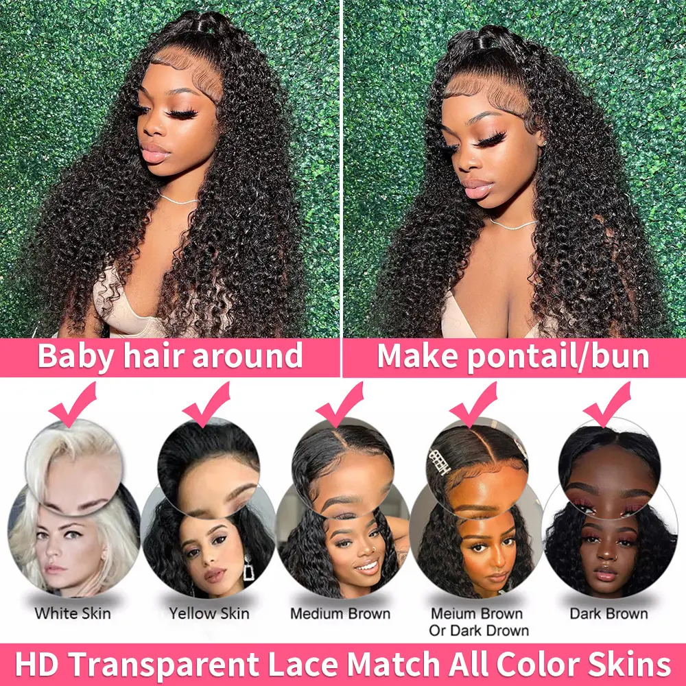 30 Inch Deep Wave Lace Front Wigs Human Hair 200 Density 13x4 HD Lace Frontal Wigs Human Hair Water Wave Curly Glueless Wigs