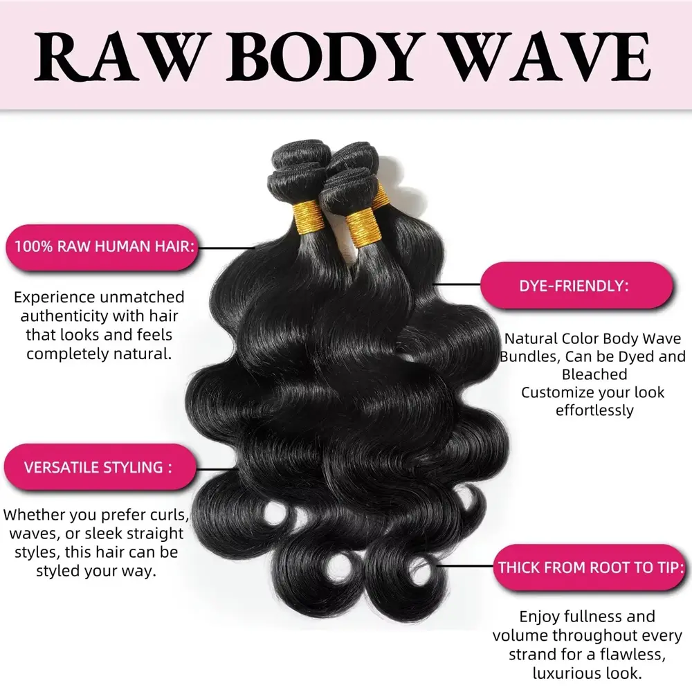 Tewjig Brazilian Hair Weave Bundles 10A Loose Body Wave 30 40 Inch 3 4 Bundles Remy 100% Human Hair Bundles Raw Hair Extensions