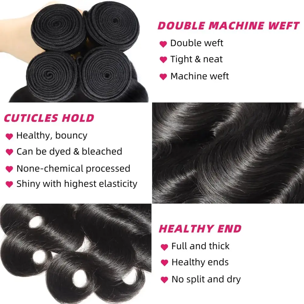 Tewjig Brazilian Hair Weave Bundles 10A Loose Body Wave 30 40 Inch 3 4 Bundles Remy 100% Human Hair Bundles Raw Hair Extensions