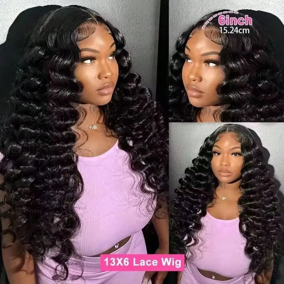 Loose Waves Wig Human Hair curly body wave lace front wig Human Hair Wigs 250 Density Bleached Knots 13x6 Hd Lace Frontal Wig