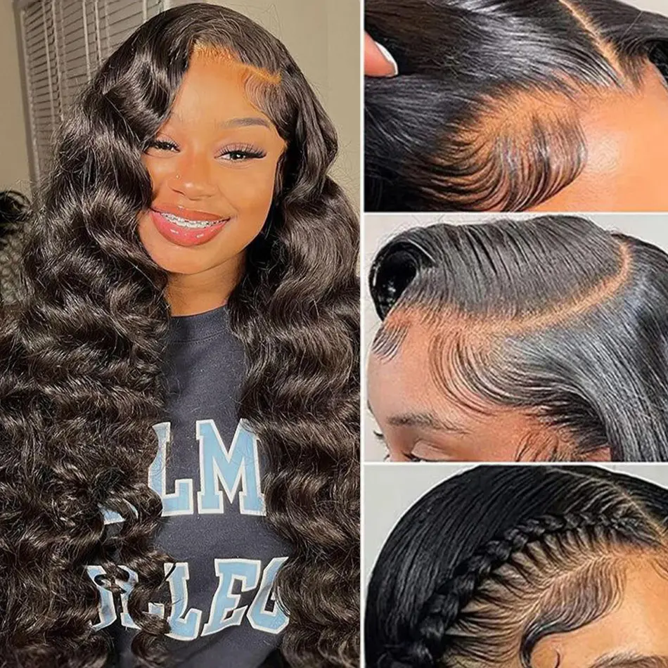 Loose Waves Wig Human Hair curly body wave lace front wig Human Hair Wigs 250 Density Bleached Knots 13x6 Hd Lace Frontal Wig