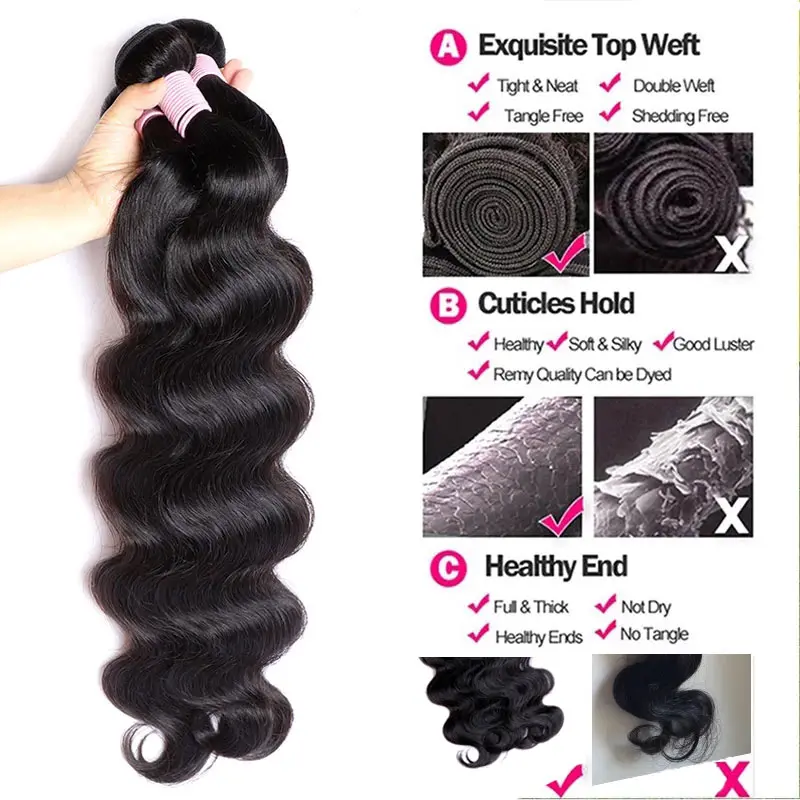PerisModa Body Wave Bundles Human Hair Brazilian Weaving Natural Black 3 4 Bundles Deal Virgin Hair 30 Inch Raw Hair Extensions
