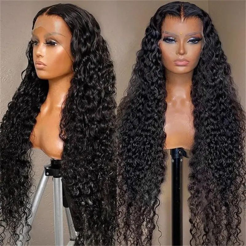 Long 26Inch 180DensityGlueless Natural Black Kinky Curly Lace Front Wig For Women With Baby Hair Synthetic Preplucked Daily