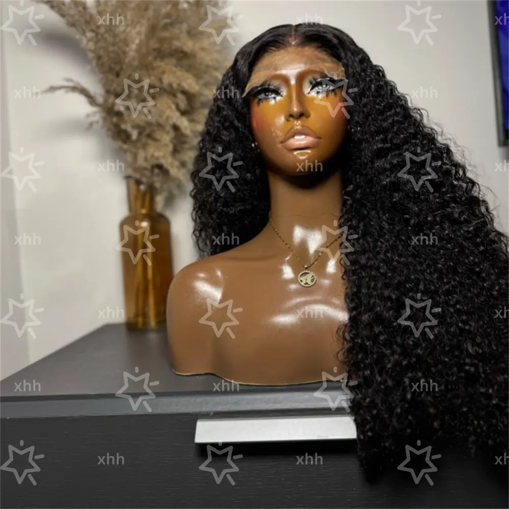 Soft Black Kinky Curly 180 Density Preplucked Long 26 inch Hair Wig For Women Natural Hairline Wig With Afro Baby Hair