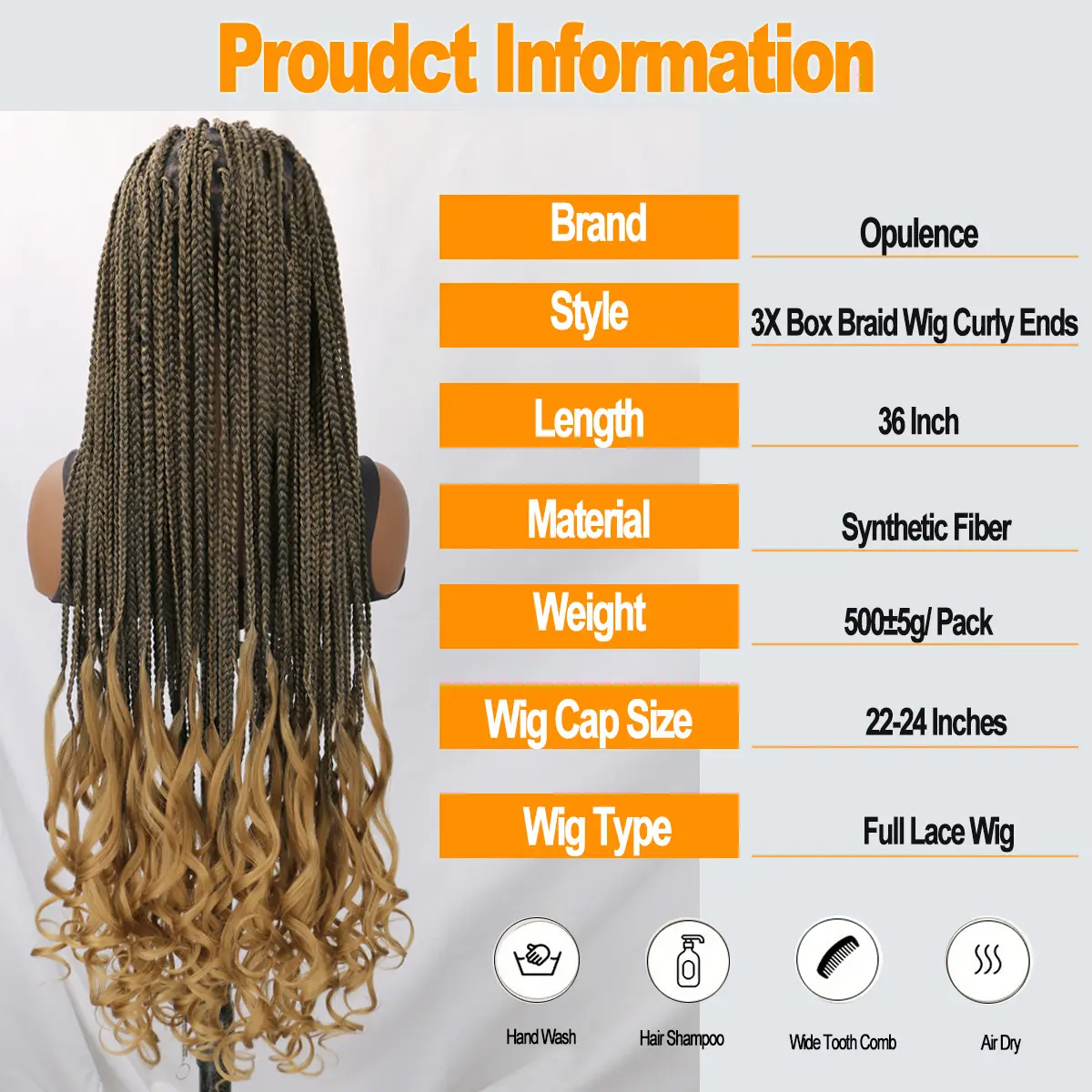 Full Lace 3X Braided Wigs for Women Box Braid Wig with Boho Curly End Handmade Triangle Knotless Braided Wigs with Baby Hair