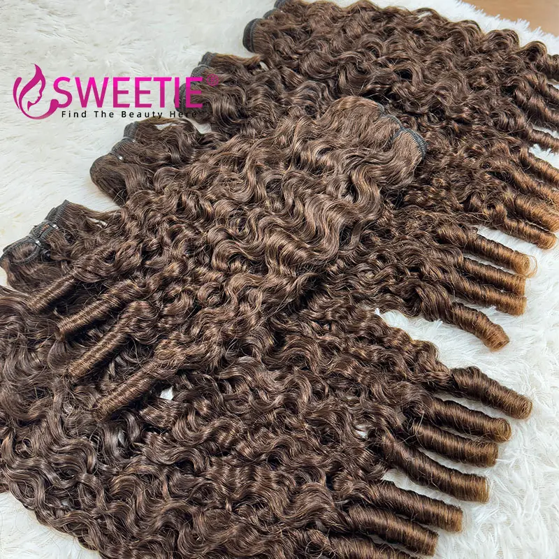 Chocolate Brown Burmese Pix Curly Hair Bundle 12A Cambodian Curly Human Hair Extensions #4 Color Vietnamese Raw Hair Bundles