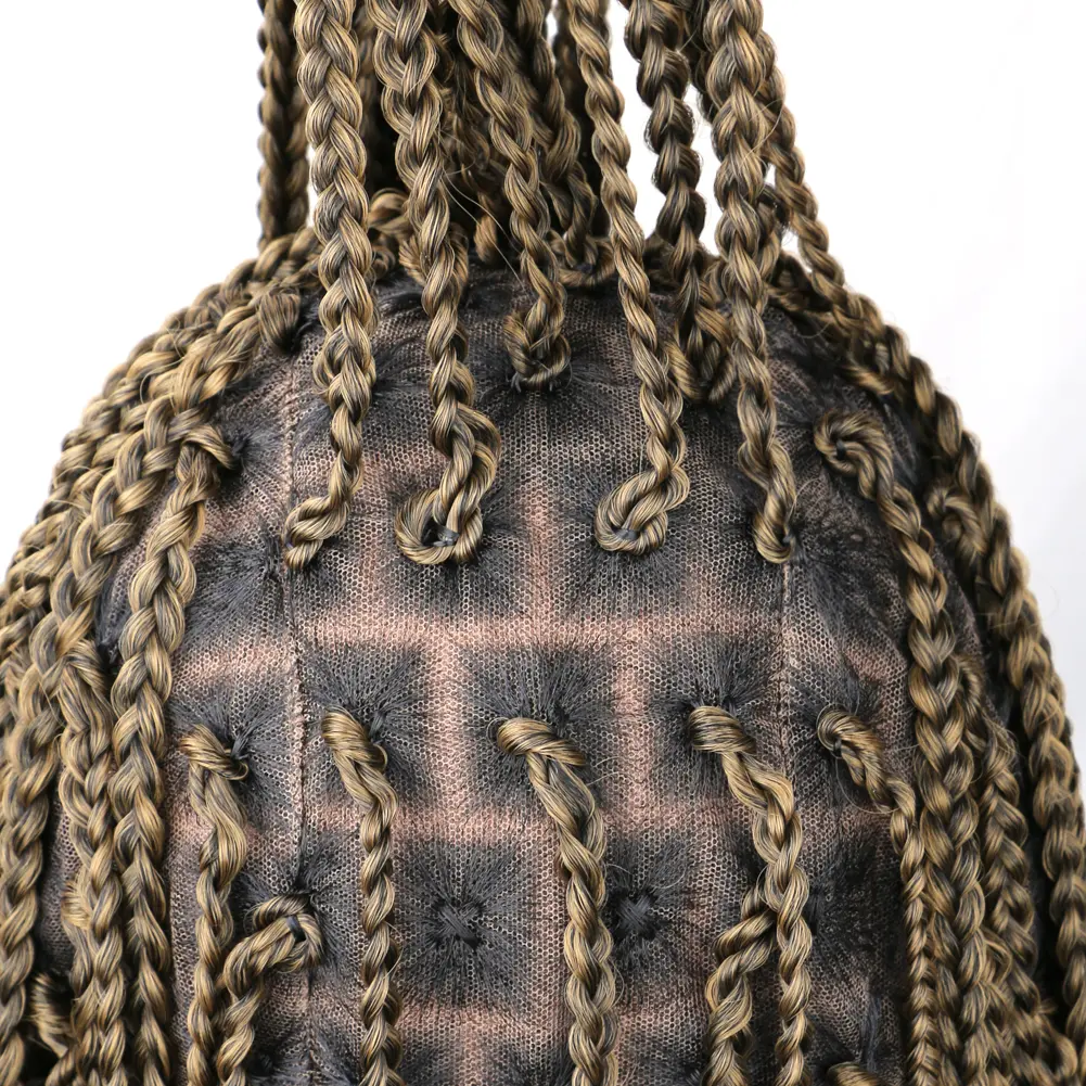 Full Lace 3X Braided Wigs for Women Box Braid Wig with Boho Curly End Handmade Triangle Knotless Braided Wigs with Baby Hair