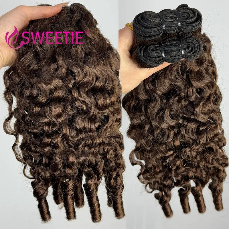 Chocolate Brown Burmese Pix Curly Hair Bundle 12A Cambodian Curly Human Hair Extensions #4 Color Vietnamese Raw Hair Bundles
