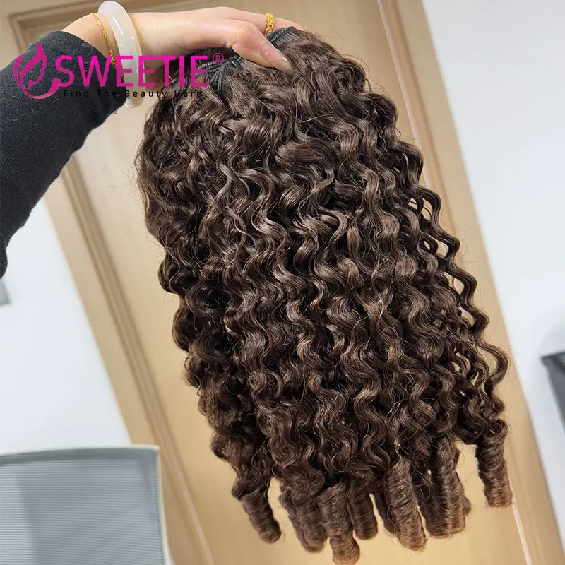 Chocolate Brown Burmese Pix Curly Hair Bundle 12A Cambodian Curly Human Hair Extensions #4 Color Vietnamese Raw Hair Bundles
