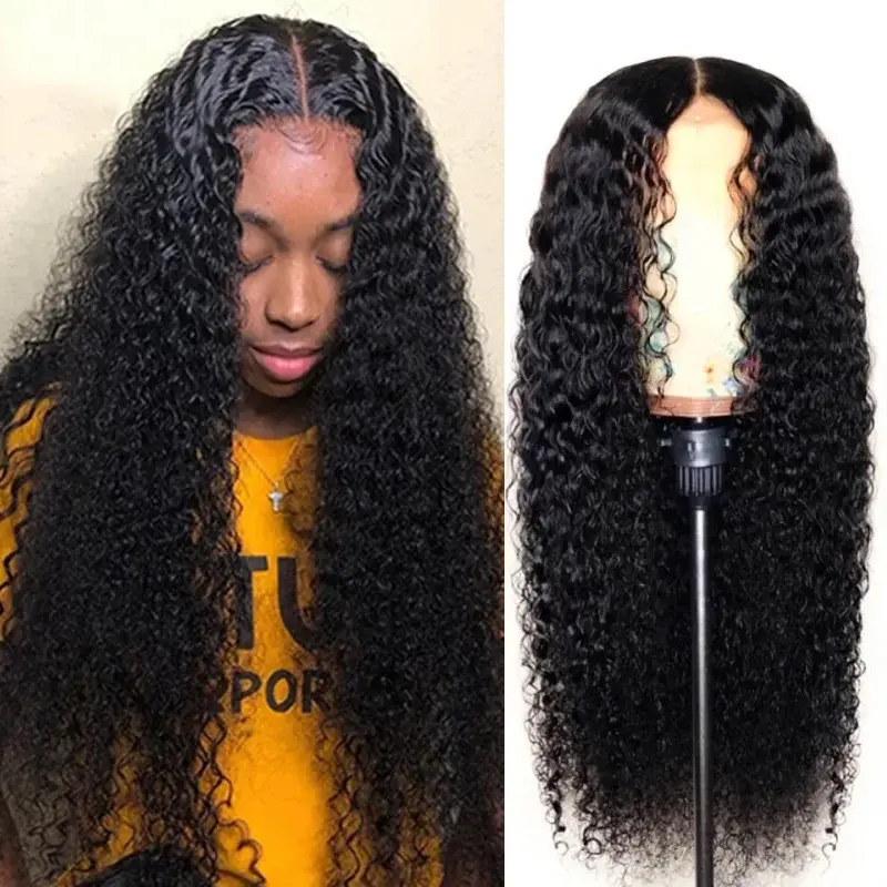 18-30Inch Long Black Synthetic Wig Kinky Curly Wigs Full Mechanism Cute Hair Wigs Natural Black for Women Daily Wig