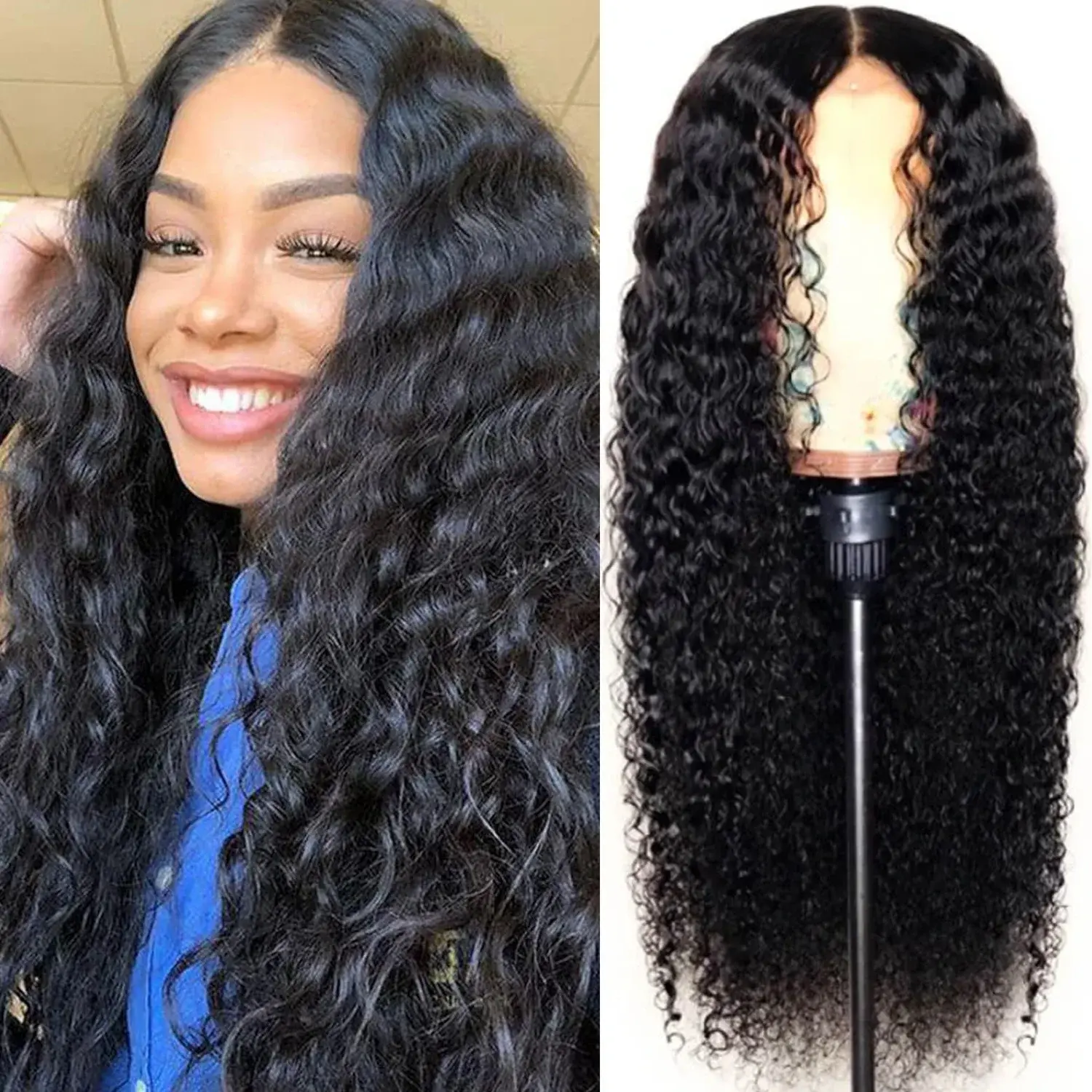 18-30Inch Long Black Synthetic Wig Kinky Curly Wigs Full Mechanism Cute Hair Wigs Natural Black for Women Daily Wig
