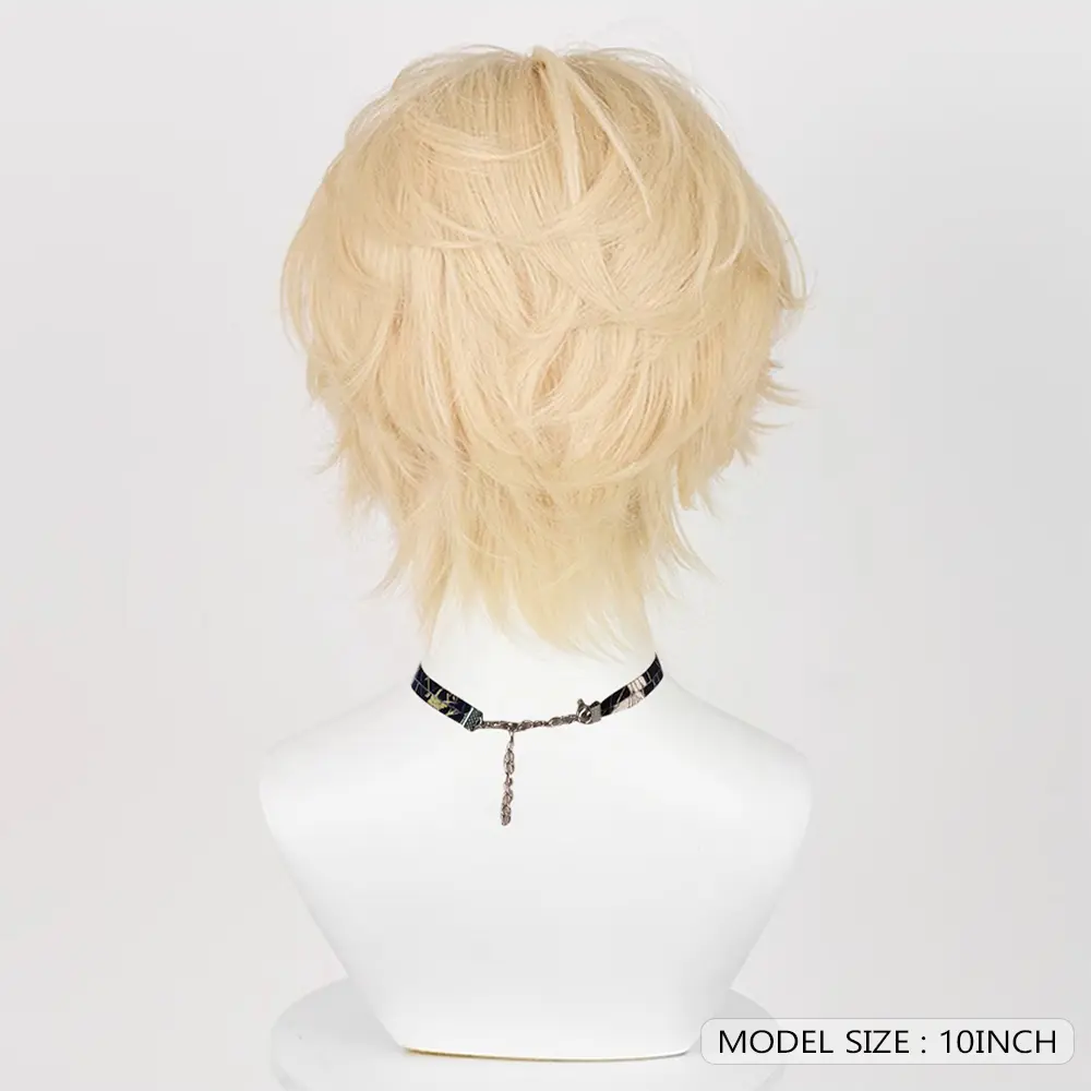 Blonde Men Cosplay Short Synthetic Straight Wigs Middle Part Anime Game Fluffy Wig Heat Resistant for Daily Party