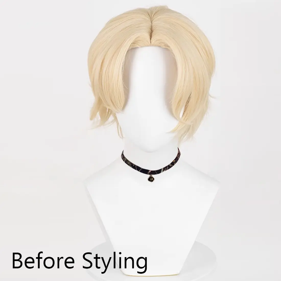 Blonde Men Cosplay Short Synthetic Straight Wigs Middle Part Anime Game Fluffy Wig Heat Resistant for Daily Party