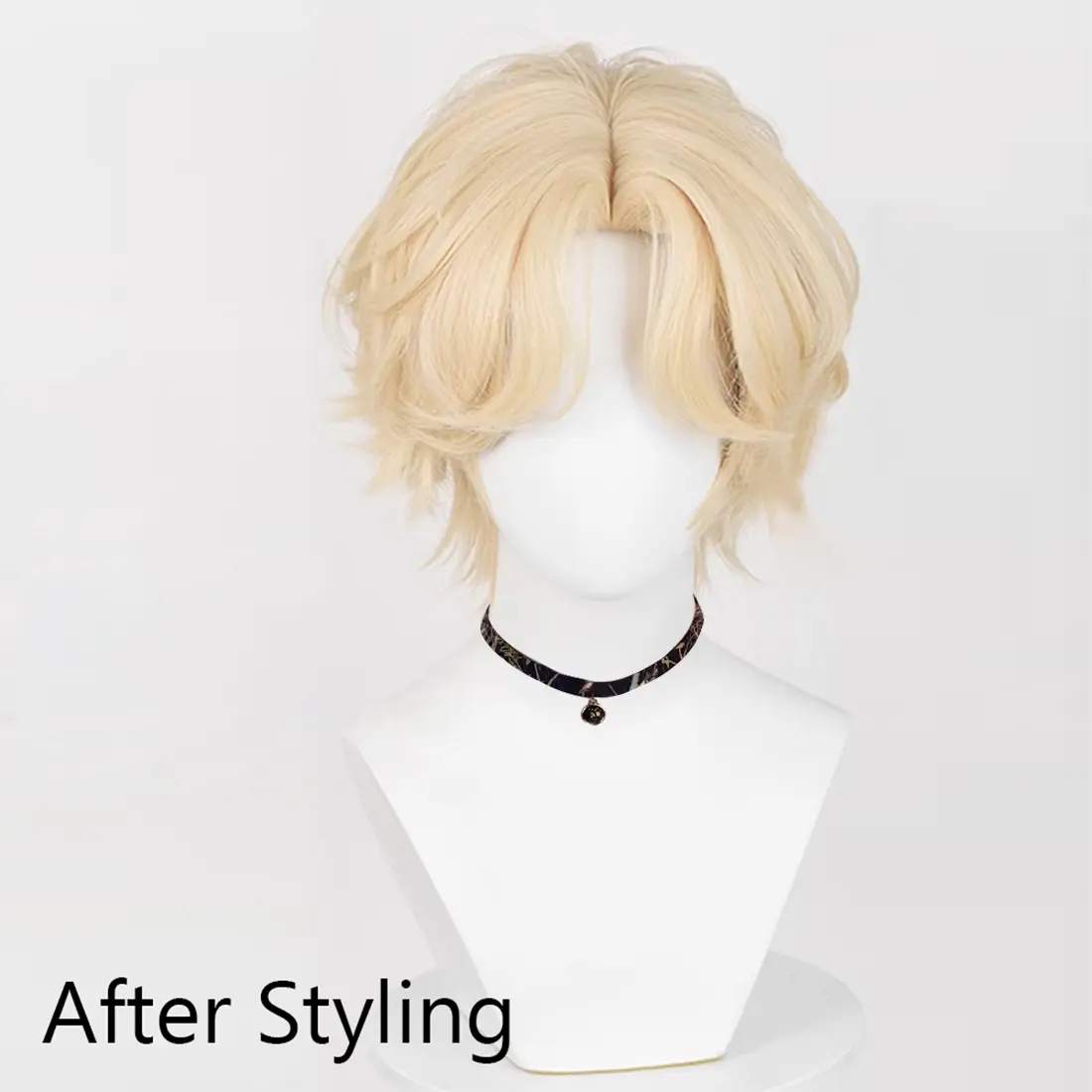 Blonde Men Cosplay Short Synthetic Straight Wigs Middle Part Anime Game Fluffy Wig Heat Resistant for Daily Party