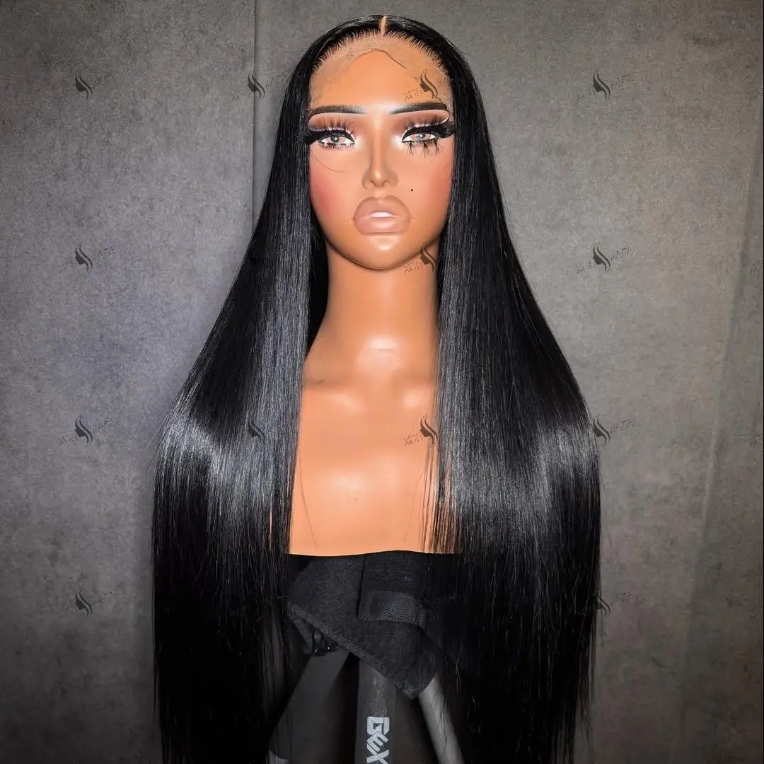 Natural Black Straight Human Hair Wigs 13x6 HD Lace Full Frontal Wigs 250 Upgraded Straight Human Hair Wigs Pre Plucked Natural