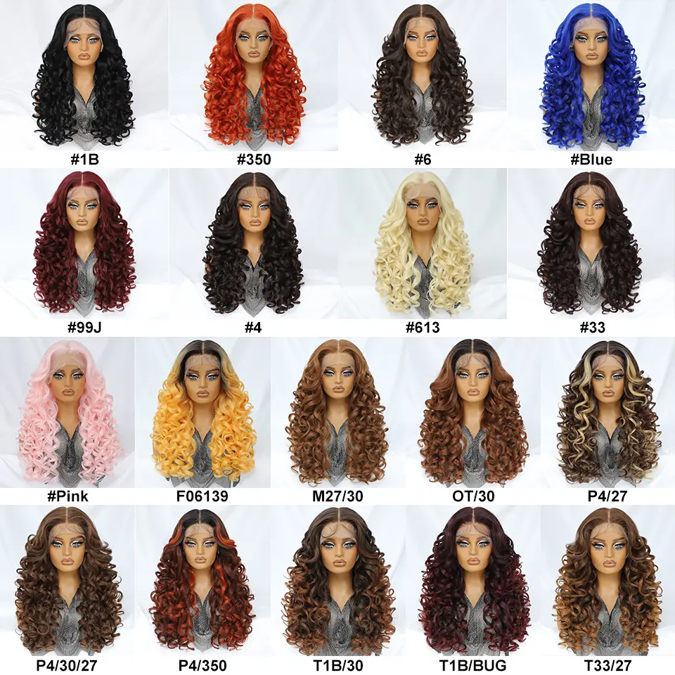 Lace Frontal Wigs Latisha 13X6 Synthetic Curly Lace Frontal Wigs With Bangs For Afro Women Pink Blonde Women Wigs With Baby Hair